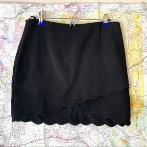 Missguided Scalloped Edge Black Mini Skirt Size 10